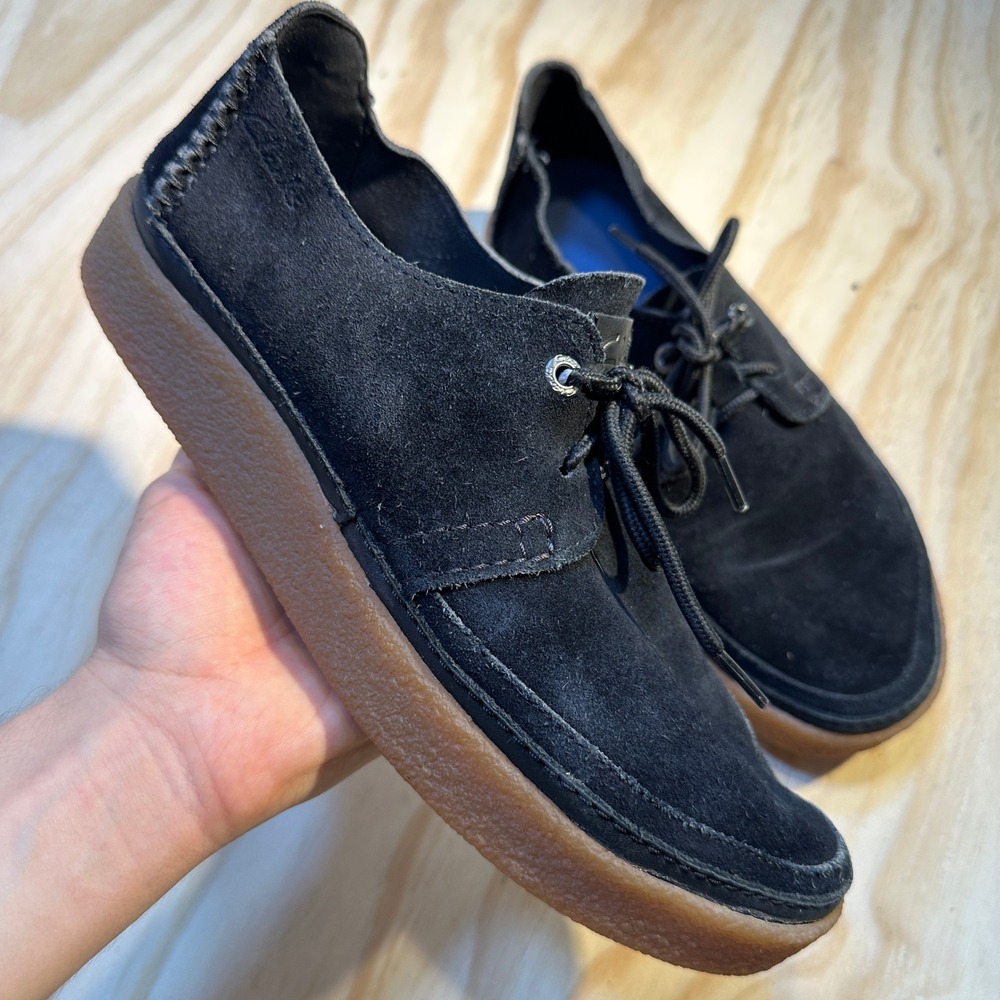 Clarks Men's Oakpark Lace Black Suede Crepe Sole Moccasin Oxfords Size 9.5
